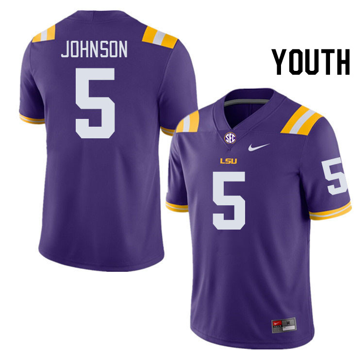 Youth #5 Ju'Juan Johnson LSU Tigers College Football Jerseys Stitched-Purple